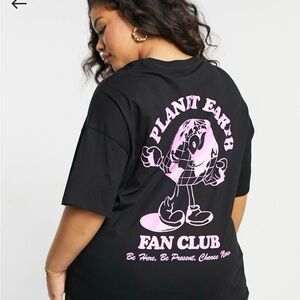 ASOS Curve Black Tee with Purple Earth Graphic